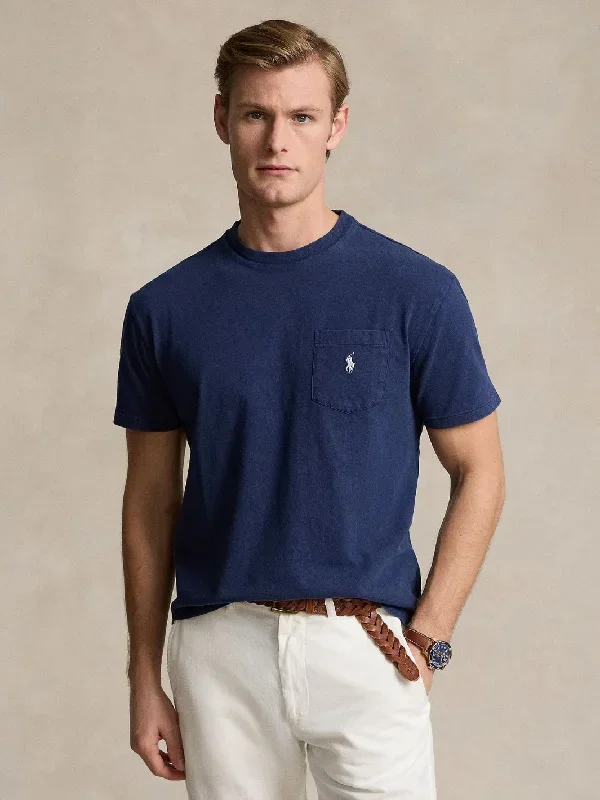 CLASSIC FIT COTTON-LINEN T-SHIRT Blå