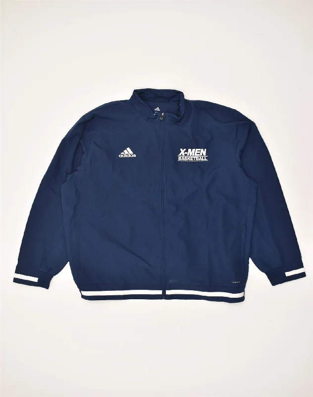 ADIDAS Mens Basketball Rain Jacket UK 42 XL Navy Blue Polyester