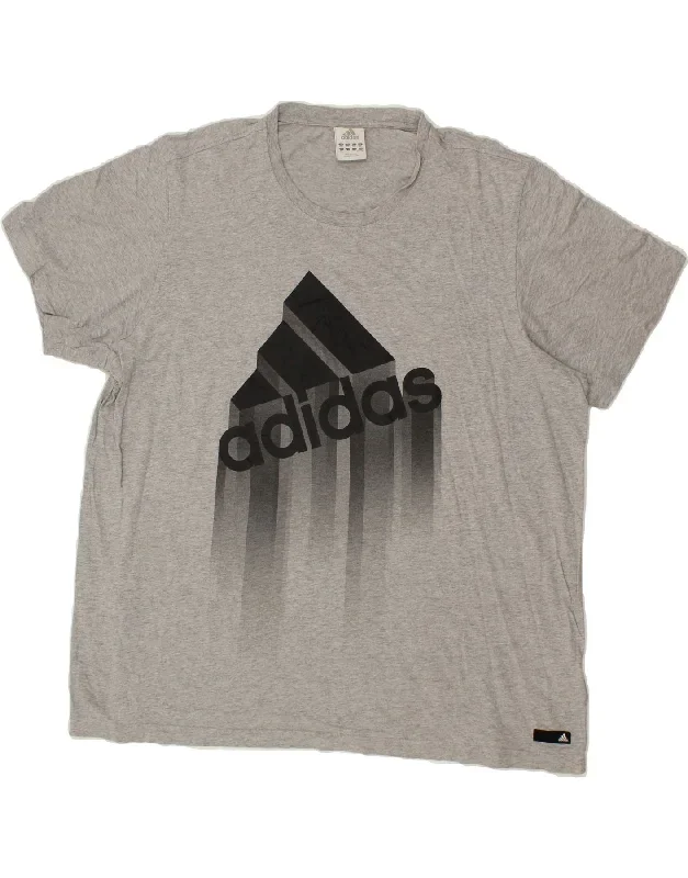 ADIDAS Mens Graphic T-Shirt Top 2XL Grey Cotton