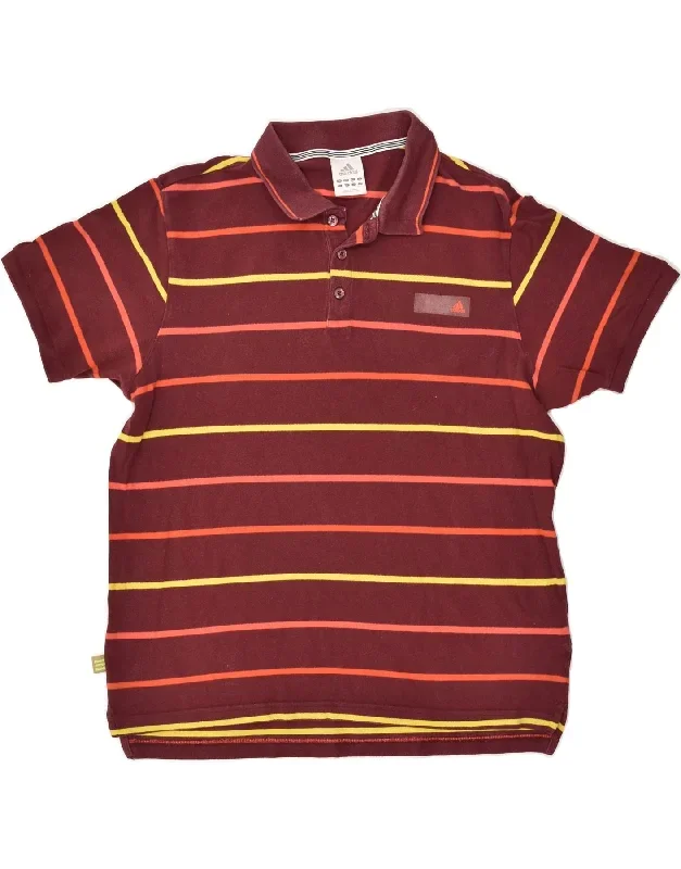 ADIDAS Mens Polo Shirt XL Brown Striped Cotton