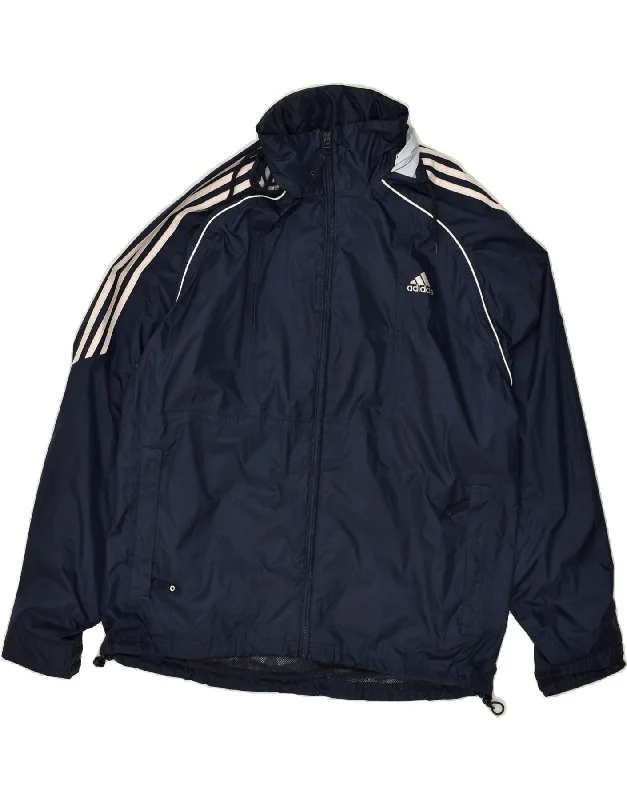 ADIDAS Mens Rain Jacket Size 40/42 Medium Navy Blue Polyamide