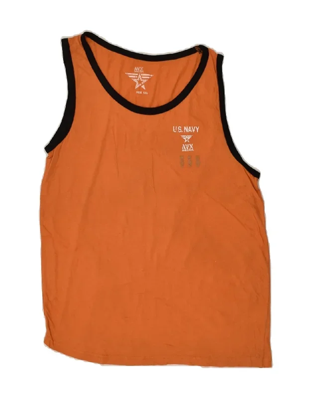 AVIREX Mens Vest Top 2XL Orange Cotton