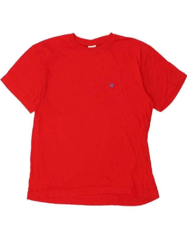 BENETTON Mens T-Shirt Top Medium Red Cotton