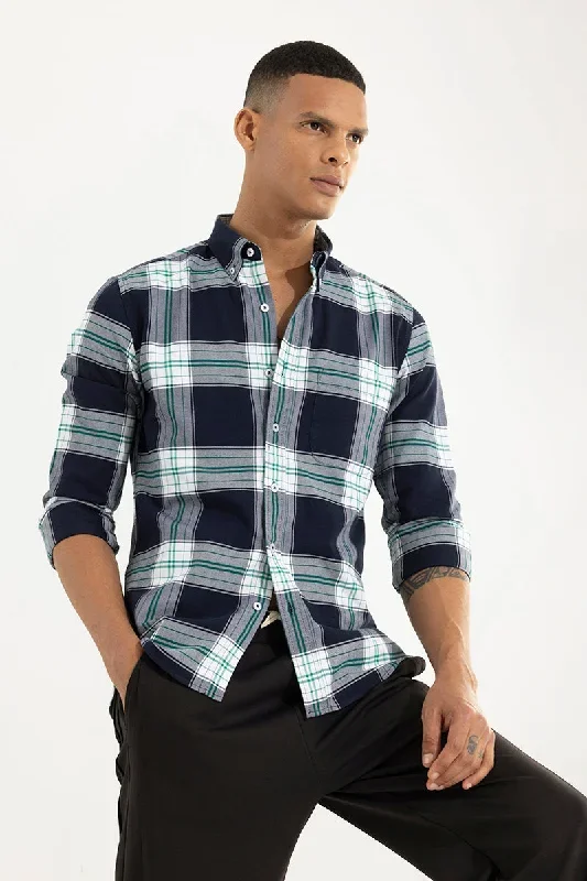 Bold Block Line Navy Checks  Shirt