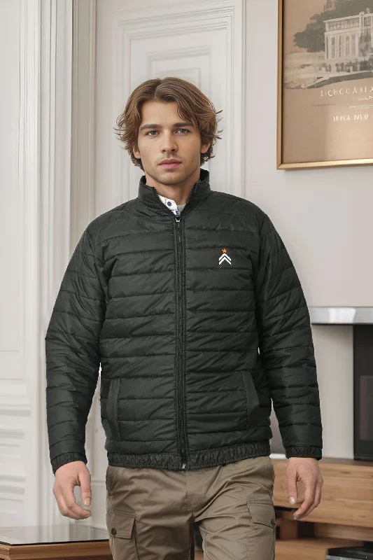 Burnt Soul Men's Star & Arrow Embroidered Design Puffer Jacket