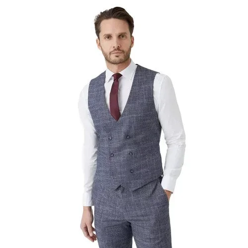 Burton Mens Prince Of Wales Check Double-Breasted Slim Waistcoat