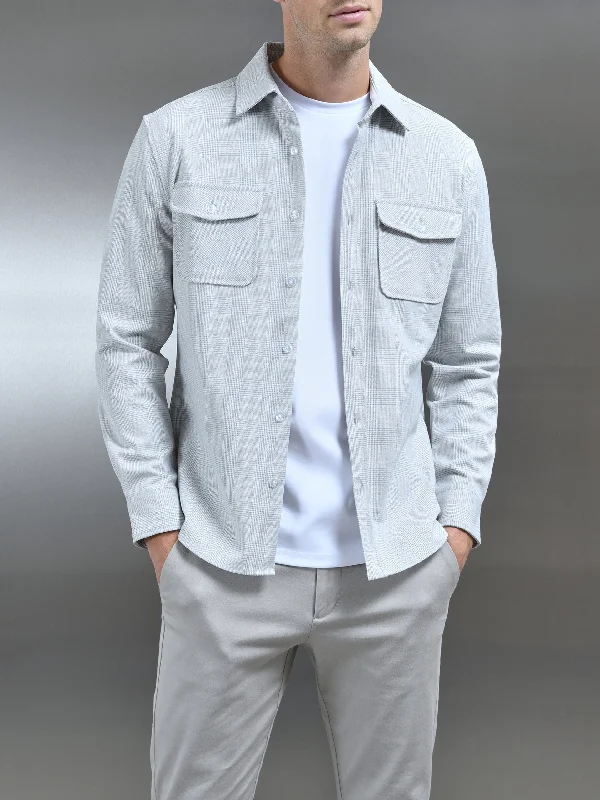 Checked Overshirt in Mid Grey