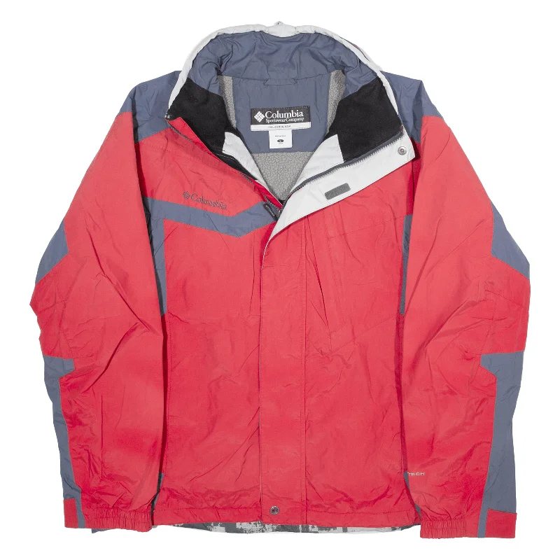 COLUMBIA Fleece Lined Mens Shell Jacket Red L