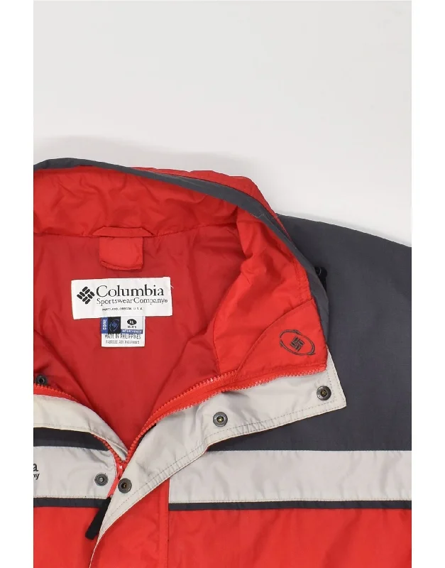 columbia-mens-windbreaker-jacket-uk-42-xl-red-colourblock-nylon