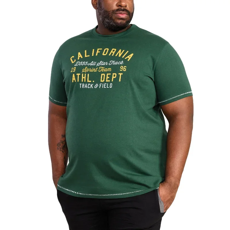 D555 Mens Parnwell Big & Tall California Print T-Shirt - Green