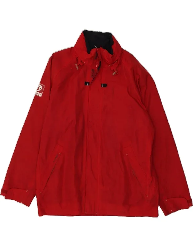 DECATHLON Mens Hooded Rain Jacket UK 42 XL Red Nylon