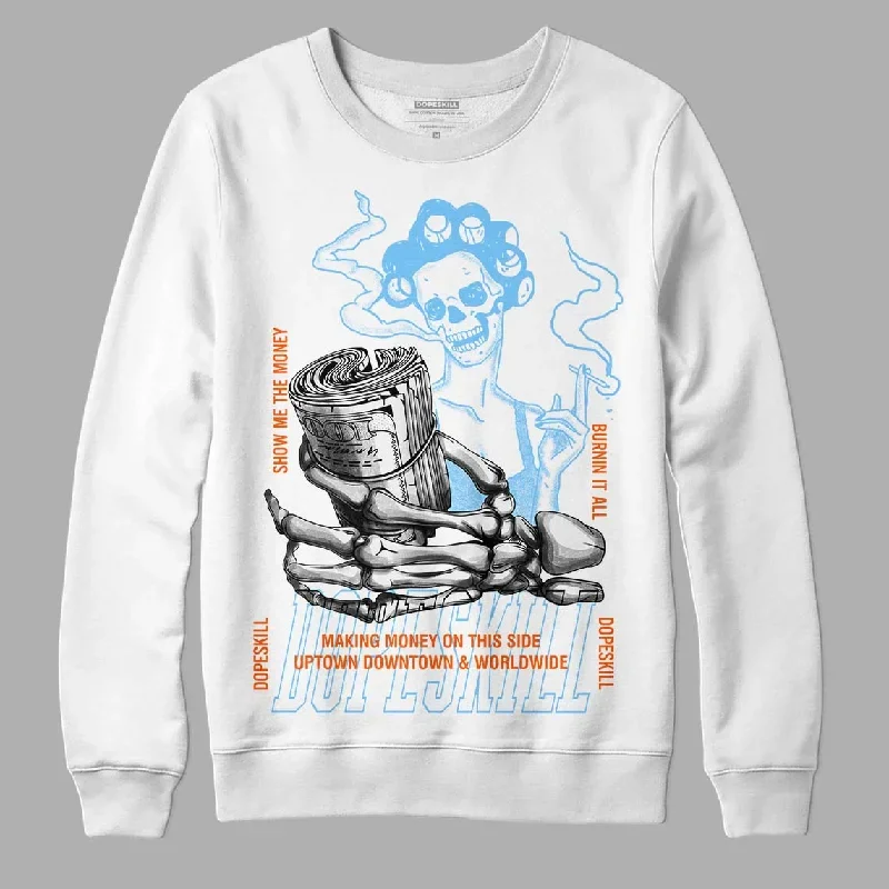 Dunk Low Futura University Blue DopeSkill Sweatshirt Show Me The Money Graphic