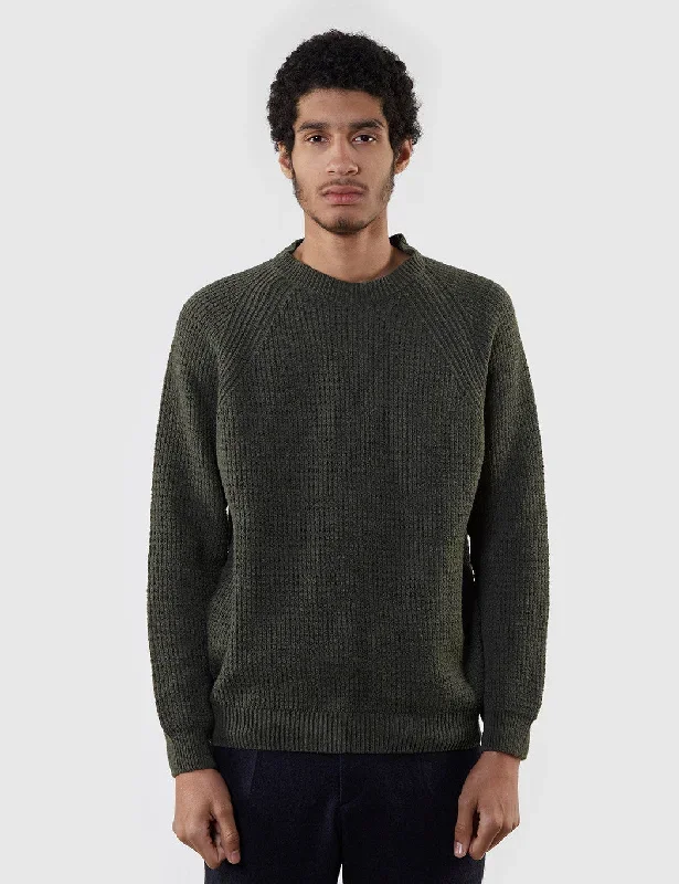 Edwin Purl Ecojean Knit Jumper - Uniform Green