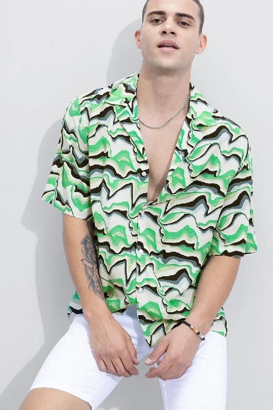 Electro Wave Green Oversized Shirt