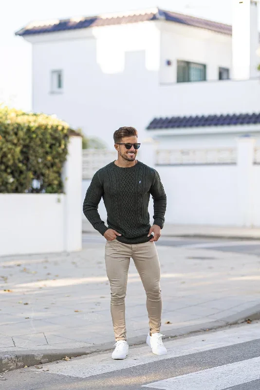 father-sons-khaki-knitted-cable-saddle-crew-super-slim-jumper-with-metal-decal-fsn078-pre-order-14th-november