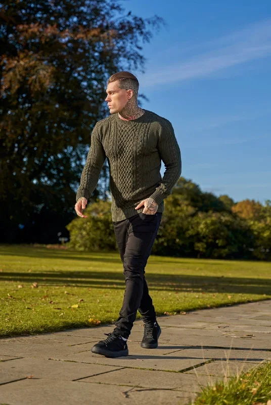 father-sons-khaki-knitted-cable-saddle-crew-super-slim-jumper-with-metal-decal-fsn078-pre-order-14th-november