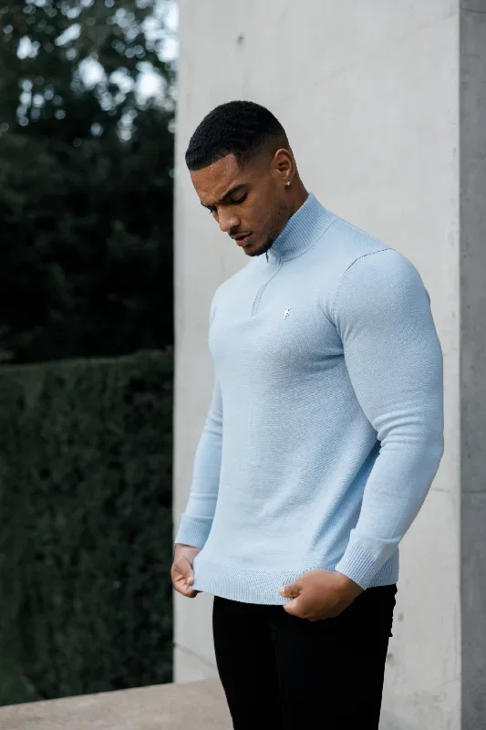 father-sons-light-blue-funnel-neck-1-2-zip-knitted-jumper-fsn119