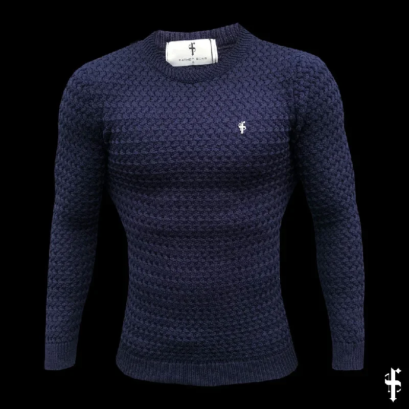 father-sons-navy-knitted-weave-super-slim-jumper-with-metal-decal-fsj013