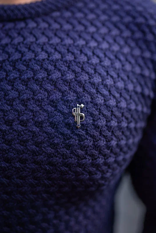 father-sons-navy-knitted-weave-super-slim-jumper-with-metal-decal-fsj013