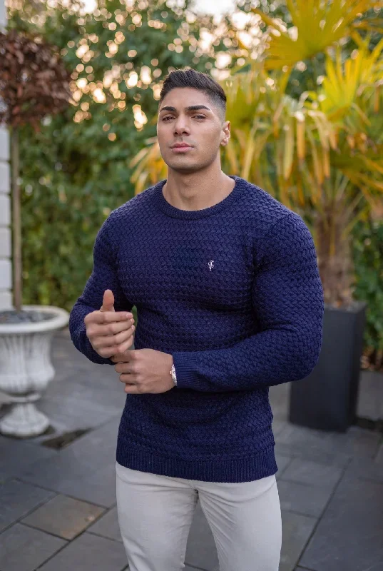 father-sons-navy-knitted-weave-super-slim-jumper-with-metal-decal-fsj013