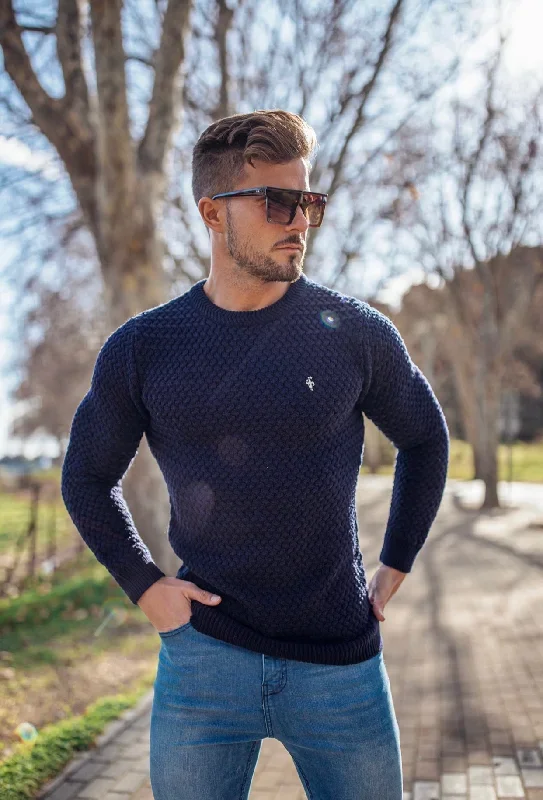 father-sons-navy-knitted-weave-super-slim-jumper-with-metal-decal-fsj013