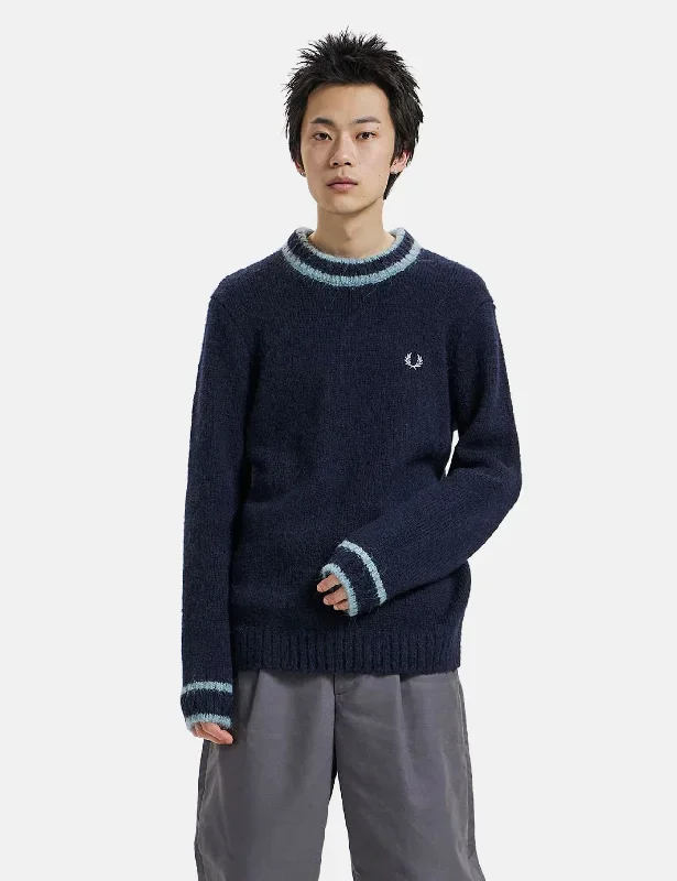 Fred Perry Crew Neck Jumper (Alpaca Blend) - Navy Blue