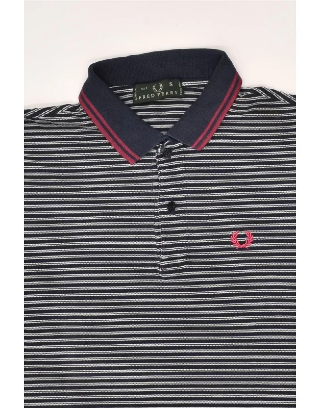 fred-perry-mens-polo-shirt-small-navy-blue-striped-cotton