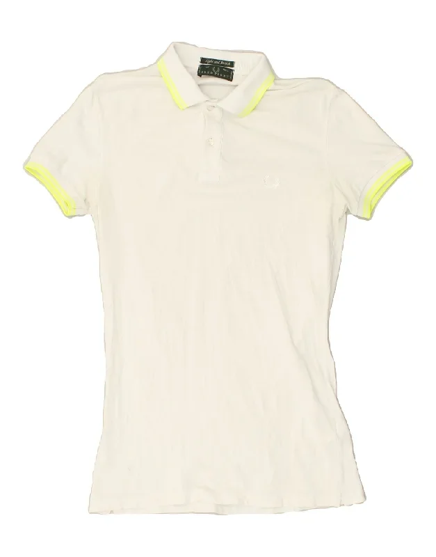 FRED PERRY Mens Polo Shirt Small White Cotton