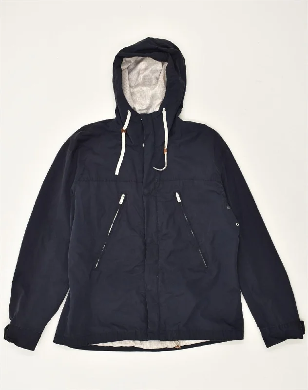 GANT Mens Hooded Windbreaker Jacket UK 42 XL  Navy Blue Cotton