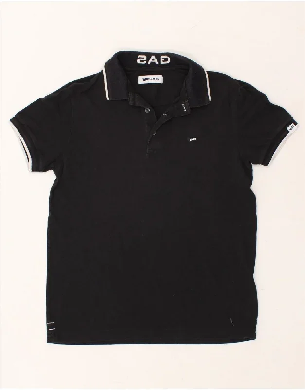 GAS Mens Polo Shirt Small Black Cotton