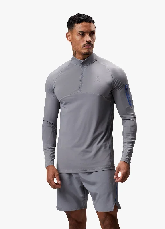 Gym King Flex 1/4 Zip Funnel - Titanium Grey/Royal Blue