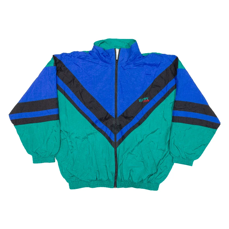 HAPPY CLUB Mens Shell Jacket Green Nylon Colourblock L