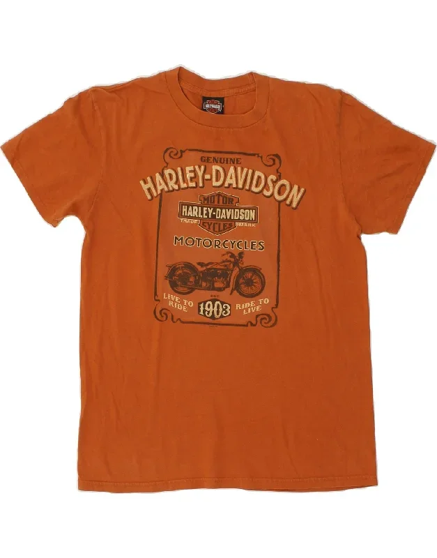 HARLEY DAVIDSON Mens Motorcycle Graphic T-Shirt Top Large Brown Cotton