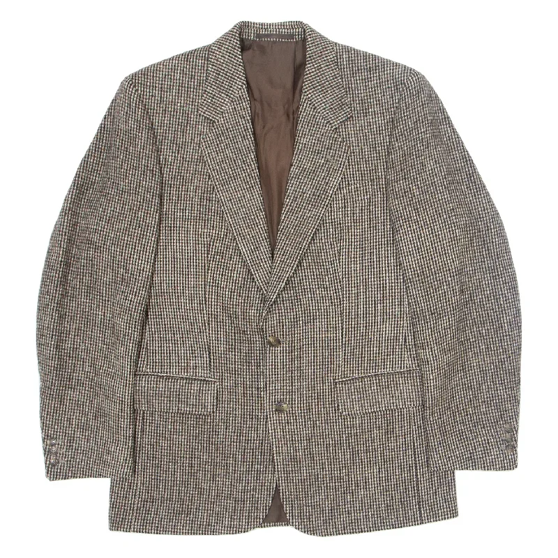 HARRIS TWEED RITEX Blazer Tweed Jacket Brown Wool 90s Check Mens L