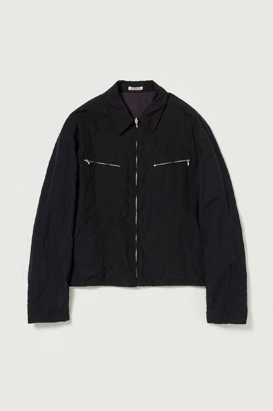 High Count Wool Poplin Blouson - Black