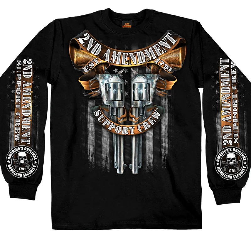 Hot Leathers GMD2385 Mens 'Crossed Pistols' Long Sleeve Black T-Shirt