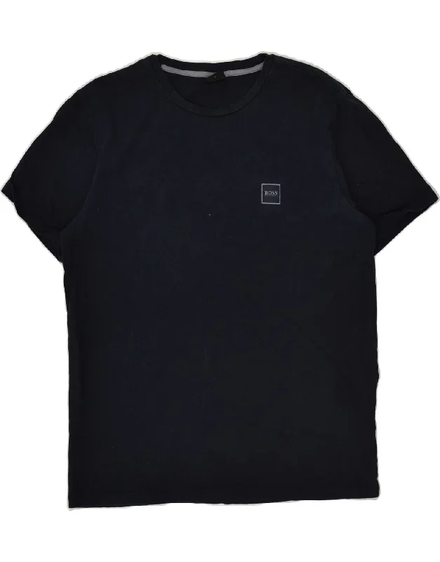 HUGO BOSS Mens T-Shirt Top Medium Navy Blue Cotton