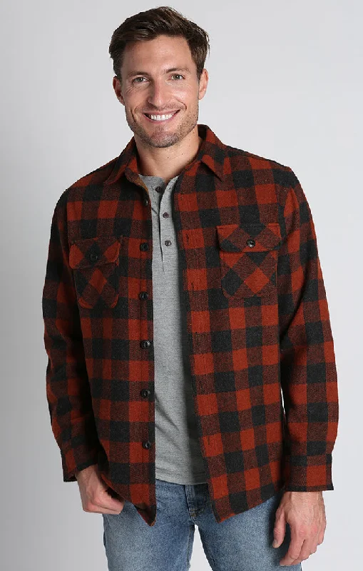 Red Plaid Wool Blend Overshirt