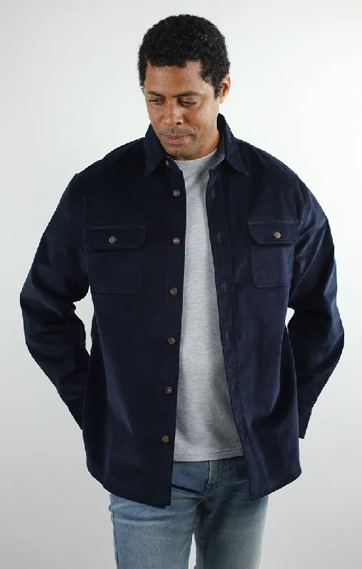 Navy Stretch Corduroy Overshirt