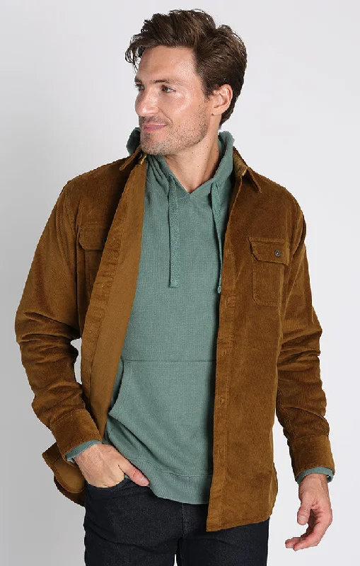 Khaki Stretch Corduroy Overshirt