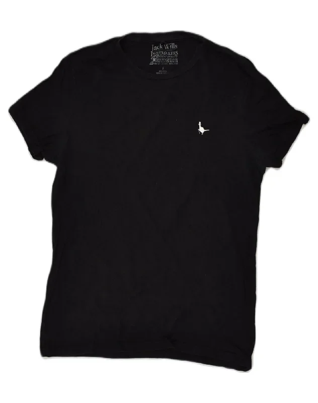 JACK WILLS Mens T-Shirt Top Small Black Cotton