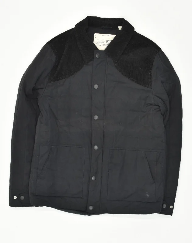 JACK WILLS Mens Windbreaker Jacket UK 40 Large Black Cotton