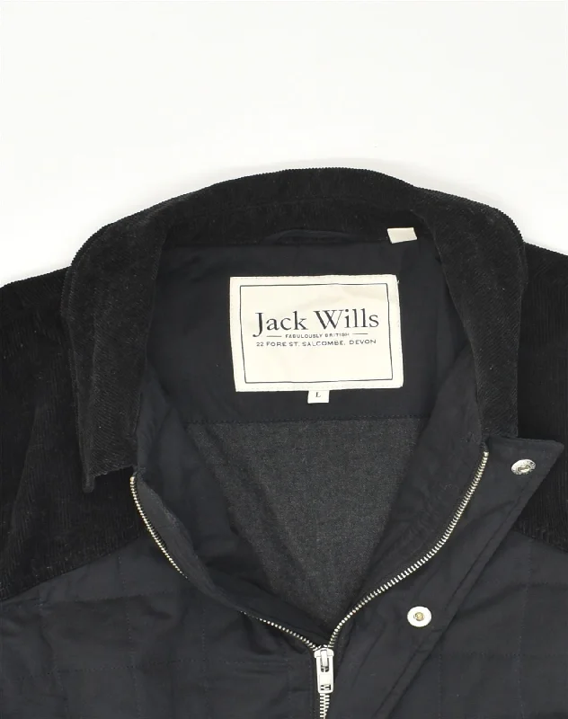 jack-wills-mens-windbreaker-jacket-uk-40-large-black-cotton