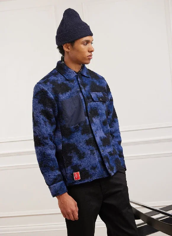 Jacquard Teddy Fleece Overshirt | Wool | Navy