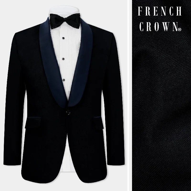 Jade Black Subtle Sheen with Blue lapel Tuxedo Blazer