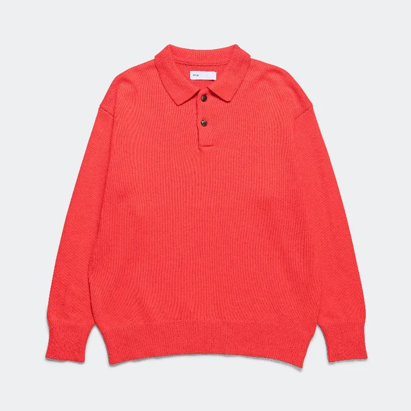 Knit Polo LS - Garnet