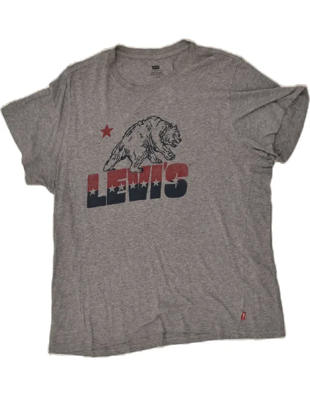 LEVI'S Mens Graphic T-Shirt Top XL Grey Cotton