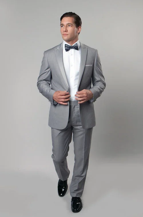 Light Grey 1 Button Peak Lapel Tuxedo