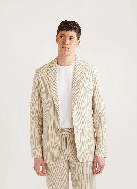 Stripe Tailored Blazer | Natural Stripe