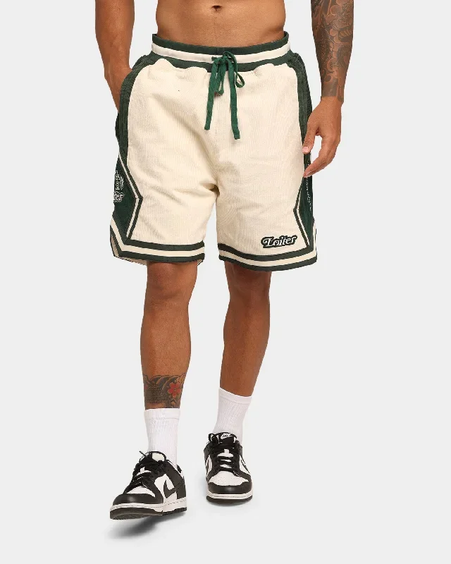 Loiter Carter Corduroy Basketball Shorts Off White/Green